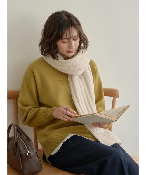 earth music&ecology（アースミュージックアンドエコロジー）の「ブラッシュヤーンマフラー＊（マフラー・レディース・アイボリー/チャコールグレー/ベージュ/ミント・FREE）」の10枚目の写真