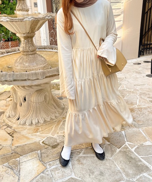 apres jour clair(アプレジュールクレア)の「【apres jour clair】ティアードワンピース(ワンピース・レディース・ブラウン系その他/ライトベージュ・X-LARGE/フリー)」の9枚目の写真