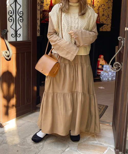 apres jour clair(アプレジュールクレア)の「【apres jour clair】ティアードワンピース(ワンピース・レディース・ブラウン系その他/ライトベージュ・X-LARGE/フリー)」の8枚目の写真