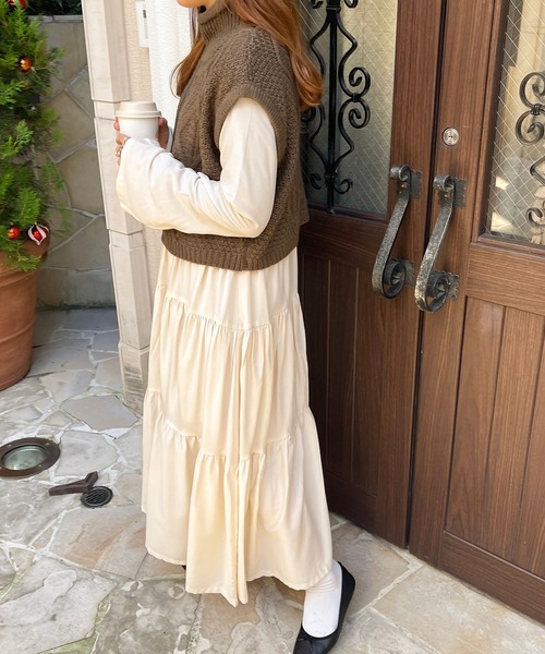 apres jour clair(アプレジュールクレア)の「【apres jour clair】ティアードワンピース(ワンピース・レディース・ブラウン系その他/ライトベージュ・X-LARGE/フリー)」の7枚目の写真