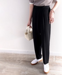 classicalelf | 美脚魅せ。吸水速乾&UVカット付のカットジョーゼットテーパードパンツ(スラックス)