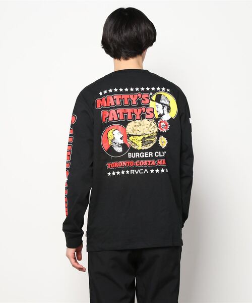 RVCA(ルーカ)の「【直営店限定】RVCA メンズ 【MATTY'S BURGER HEADS】 MP BURGER CLUB HEADS ロングスリーブTシャツ【2022年春夏モデル】/ルーカバックプリント長袖ロンT(Tシャツ/カットソー・メンズ・ブラック・SMALL/MEDIUM/LARGE/X-LARGE)」の3枚目の写真