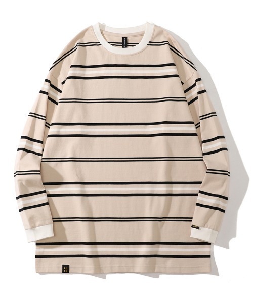 Ressaca(レサーカ)の「オーバーサイズ マルチボーダー リンガー 長袖T(Tシャツ/カットソー・メンズ・ベージュ系/レッド系その他2/ピンク系/ブルー系/グリーン系その他/ブラック系その他3/ホワイト系その他2/ホワイト系その他/レッド系その他/ネイビー系/グリーン系/イエロー系その他/ホワイト系その他3/ブラック系その他2/グリーン系その他2・M/L/XL)」の8枚目の写真