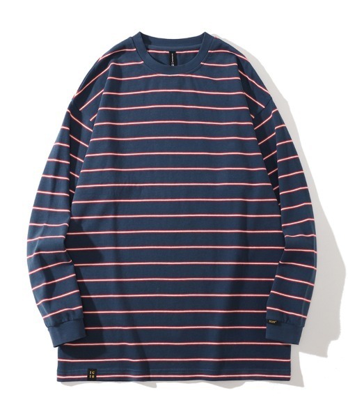 Ressaca(レサーカ)の「オーバーサイズ マルチボーダー リンガー 長袖T(Tシャツ/カットソー・メンズ・ベージュ系/レッド系その他2/ピンク系/ブルー系/グリーン系その他/ブラック系その他3/ホワイト系その他2/ホワイト系その他/レッド系その他/ネイビー系/グリーン系/イエロー系その他/ホワイト系その他3/ブラック系その他2/グリーン系その他2・M/L/XL)」の1枚目の写真