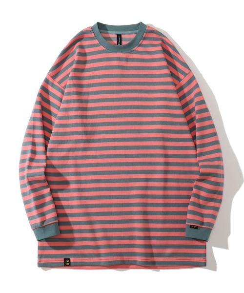 Ressaca(レサーカ)の「オーバーサイズ マルチボーダー リンガー 長袖T(Tシャツ/カットソー・メンズ・ベージュ系/レッド系その他2/ピンク系/ブルー系/グリーン系その他/ブラック系その他3/ホワイト系その他2/ホワイト系その他/レッド系その他/ネイビー系/グリーン系/イエロー系その他/ホワイト系その他3/ブラック系その他2/グリーン系その他2・M/L/XL)」の13枚目の写真