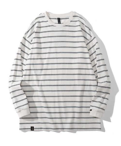 Ressaca(レサーカ)の「オーバーサイズ マルチボーダー リンガー 長袖T(Tシャツ/カットソー・メンズ・ベージュ系/レッド系その他2/ピンク系/ブルー系/グリーン系その他/ブラック系その他3/ホワイト系その他2/ホワイト系その他/レッド系その他/ネイビー系/グリーン系/イエロー系その他/ホワイト系その他3/ブラック系その他2/グリーン系その他2・M/L/XL)」の5枚目の写真