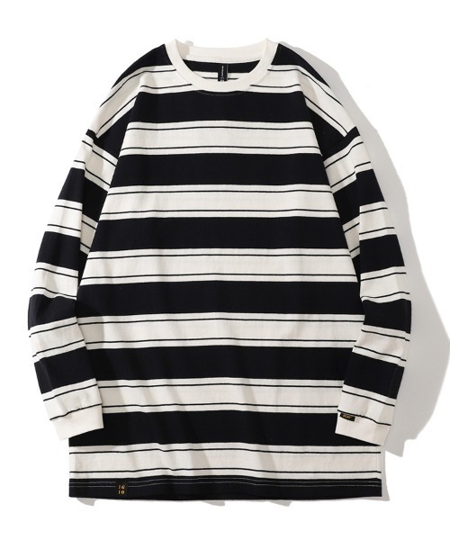Ressaca(レサーカ)の「オーバーサイズ マルチボーダー リンガー 長袖T(Tシャツ/カットソー・メンズ・ベージュ系/レッド系その他2/ピンク系/ブルー系/グリーン系その他/ブラック系その他3/ホワイト系その他2/ホワイト系その他/レッド系その他/ネイビー系/グリーン系/イエロー系その他/ホワイト系その他3/ブラック系その他2/グリーン系その他2・M/L/XL)」の6枚目の写真