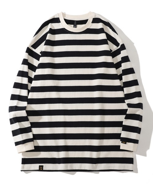 Ressaca(レサーカ)の「オーバーサイズ マルチボーダー リンガー 長袖T(Tシャツ/カットソー・メンズ・ベージュ系/レッド系その他2/ピンク系/ブルー系/グリーン系その他/ブラック系その他3/ホワイト系その他2/ホワイト系その他/レッド系その他/ネイビー系/グリーン系/イエロー系その他/ホワイト系その他3/ブラック系その他2/グリーン系その他2・M/L/XL)」の7枚目の写真