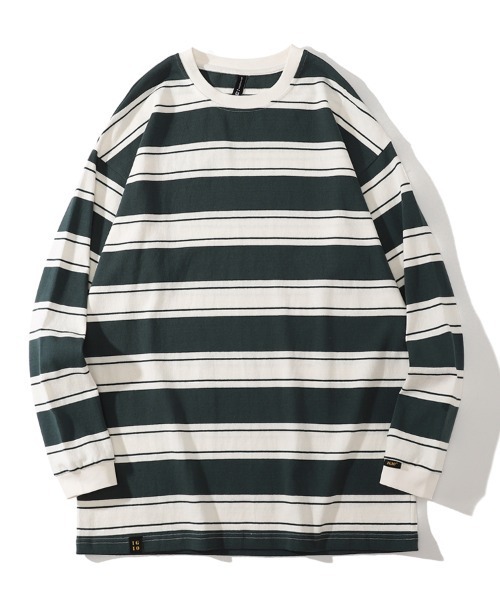 Ressaca(レサーカ)の「オーバーサイズ マルチボーダー リンガー 長袖T(Tシャツ/カットソー・メンズ・ベージュ系/レッド系その他2/ピンク系/ブルー系/グリーン系その他/ブラック系その他3/ホワイト系その他2/ホワイト系その他/レッド系その他/ネイビー系/グリーン系/イエロー系その他/ホワイト系その他3/ブラック系その他2/グリーン系その他2・M/L/XL)」の10枚目の写真