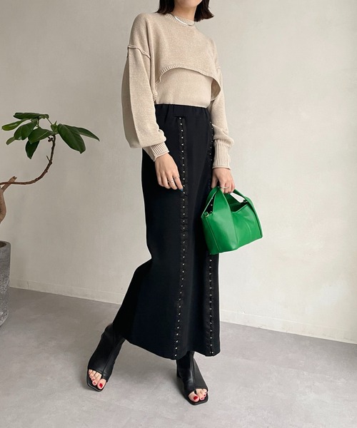 CAPRICIEUX LE'MAGE（カプリシューレマージュ）の「〈セットアイテム〉キャミSETショートニット（ニット/セーター・レディース・ホワイト/チャコールグレー/ベージュ・FREE）」の16枚目の写真