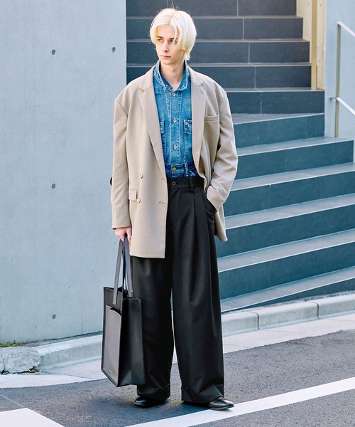 ワイド ルーズ パンツ 2色 バルーンシルエット 韓国 春 nr7880 EMMA CLOTHES（エマクローズ）の「TRストレッチスーツ地 2タック