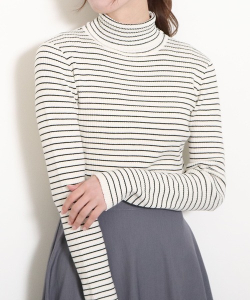 archives(アルシーヴ)の「【入荷禁止】リブボーダータートルネックPO(ニット/セーター・レディース・イエロー/オフホワイト/ブルー/ピンク・MEDIUM)」の5枚目の写真