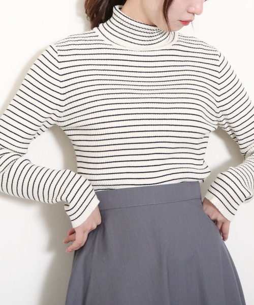 archives(アルシーヴ)の「【入荷禁止】リブボーダータートルネックPO(ニット/セーター・レディース・イエロー/オフホワイト/ブルー/ピンク・MEDIUM)」の6枚目の写真