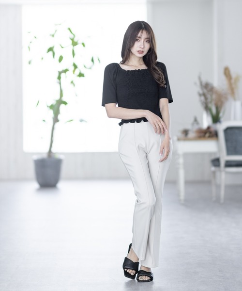 clear(クリア)の「×ストレッチピンタックカラーフレアパンツ(スラックス・レディース・ブラック/ピンク/アイボリー/グリーン系その他/キャメル/オリーブ/テラコッタ・S/M)」の22枚目の写真