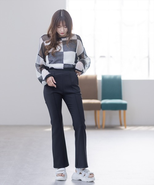 clear(クリア)の「×ストレッチピンタックカラーフレアパンツ(スラックス・レディース・ブラック/ピンク/アイボリー/グリーン系その他/キャメル/オリーブ/テラコッタ・S/M)」の15枚目の写真