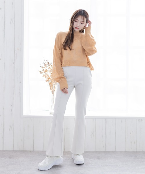 clear(クリア)の「×ストレッチピンタックカラーフレアパンツ(スラックス・レディース・ブラック/ピンク/アイボリー/グリーン系その他/キャメル/オリーブ/テラコッタ・S/M)」の11枚目の写真