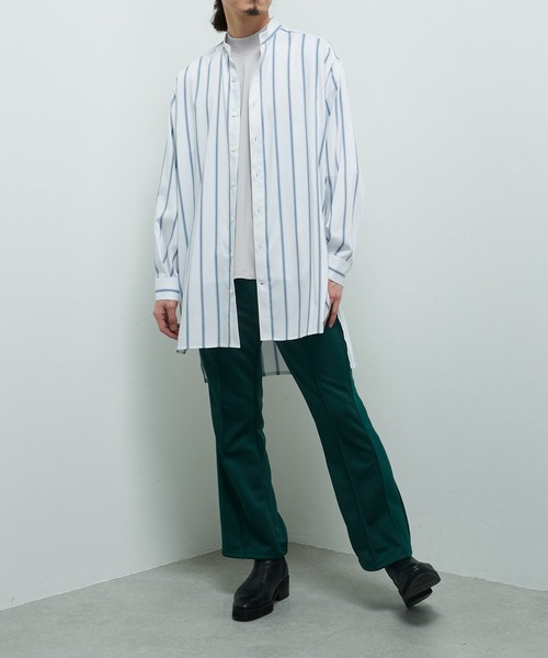 Lui's（ルイス）の「バンブーレーヨンスタンドカラーストライプシャツ（シャツ/ブラウス・メンズ・ホワイト×ブルー・FREE）」の6枚目の写真