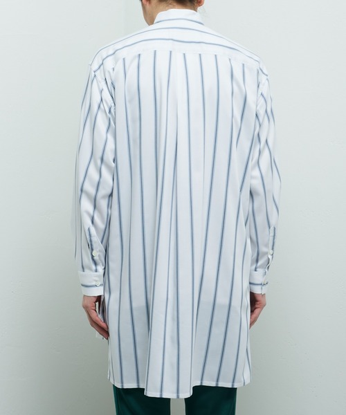 Lui's（ルイス）の「バンブーレーヨンスタンドカラーストライプシャツ（シャツ/ブラウス・メンズ・ホワイト×ブルー・FREE）」の5枚目の写真