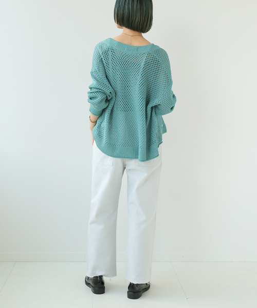 Simplicite（サンプリシテ）の「メッシュニットVカーディガン◆（カーディガン/ボレロ・レディース・ブラック/ベージュ/グリーン・FREE）」の17枚目の写真