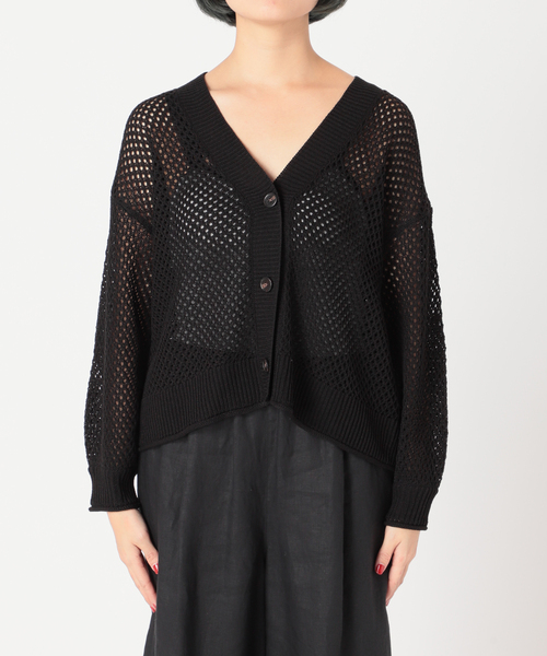 Simplicite（サンプリシテ）の「メッシュニットVカーディガン◆（カーディガン/ボレロ・レディース・ブラック/ベージュ/グリーン・FREE）」の19枚目の写真