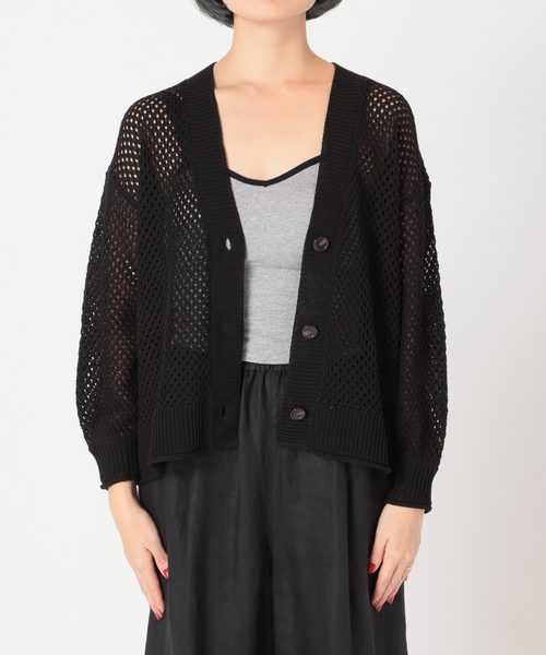 Simplicite（サンプリシテ）の「メッシュニットVカーディガン◆（カーディガン/ボレロ・レディース・ブラック/ベージュ/グリーン・FREE）」の20枚目の写真