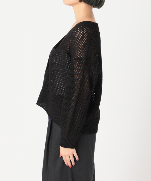 Simplicite（サンプリシテ）の「メッシュニットVカーディガン◆（カーディガン/ボレロ・レディース・ブラック/ベージュ/グリーン・FREE）」の21枚目の写真