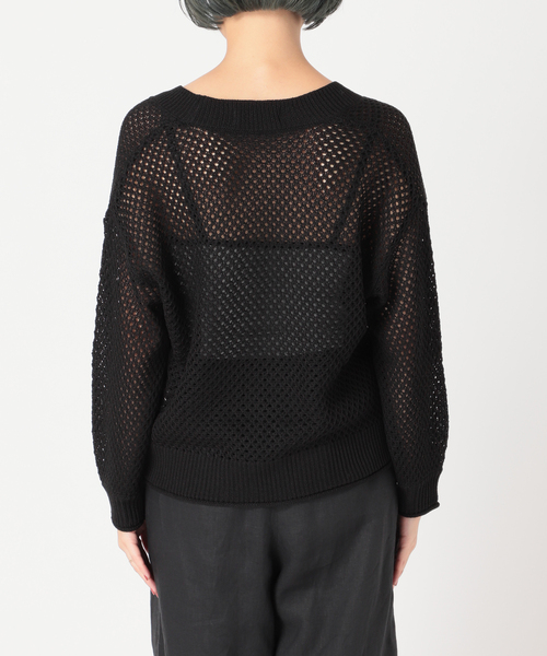 Simplicite（サンプリシテ）の「メッシュニットVカーディガン◆（カーディガン/ボレロ・レディース・ブラック/ベージュ/グリーン・FREE）」の22枚目の写真