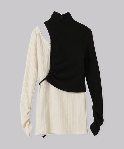 THINGS THAT MATTER（シングス ザット マター）の「THINGS THAT MATTER CONTRAST HIGH NECK RIB TOPS(ARCHIVE COLLECTION)（その他トップス・レディース・ブラック/ベージュ・FREE）」の12枚目の写真