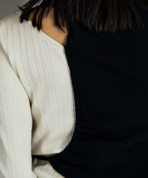 THINGS THAT MATTER（シングス ザット マター）の「THINGS THAT MATTER CONTRAST HIGH NECK RIB TOPS(ARCHIVE COLLECTION)（その他トップス・レディース・ブラック/ベージュ・FREE）」の6枚目の写真