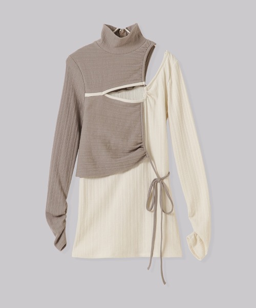 THINGS THAT MATTER（シングス ザット マター）の「THINGS THAT MATTER CONTRAST HIGH NECK RIB TOPS(ARCHIVE COLLECTION)（その他トップス・レディース・ブラック/ベージュ・FREE）」の14枚目の写真