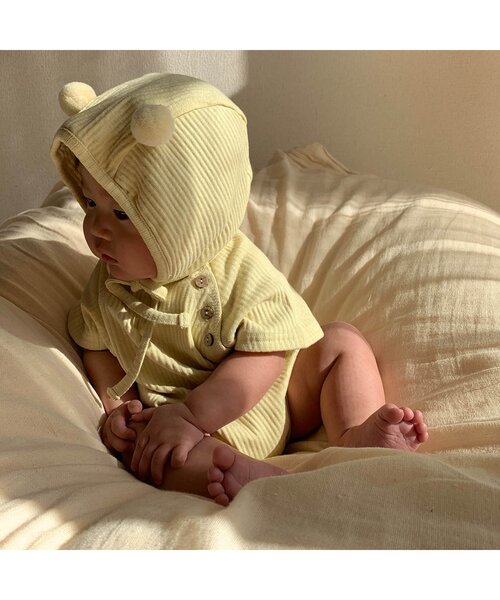 apres les cours（アプレレクール）の「WEB限定 リブボディースーツ（ロンパース・キッズ・ターコイズブルー/アイボリー/イエロー/オレンジ/ブラウン・80/70）」の20枚目の写真