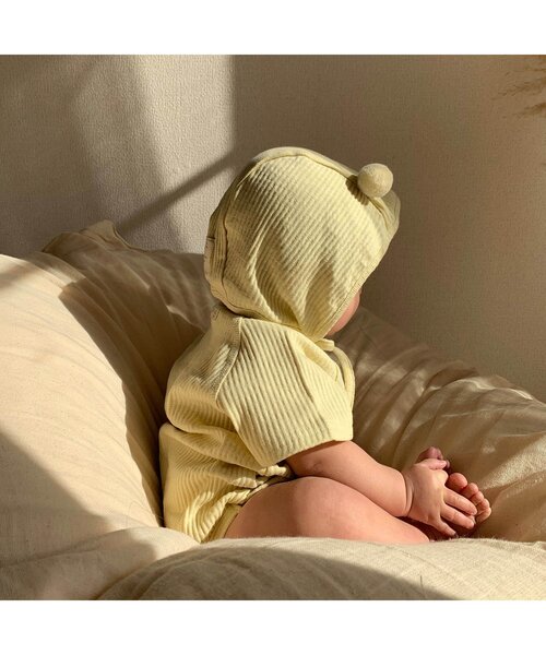 apres les cours（アプレレクール）の「WEB限定 リブボディースーツ（ロンパース・キッズ・ターコイズブルー/アイボリー/イエロー/オレンジ/ブラウン・80/70）」の21枚目の写真