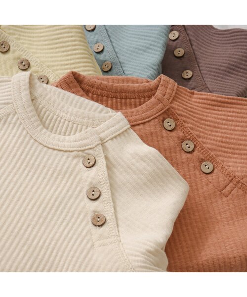 apres les cours（アプレレクール）の「WEB限定 リブボディースーツ（ロンパース・キッズ・ターコイズブルー/アイボリー/イエロー/オレンジ/ブラウン・80/70）」の6枚目の写真