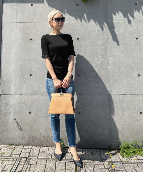 JENNE(ジェンヌ)の「グログランリボンTシャツ(Tシャツ/カットソー・レディース・ホワイト/ブラック・LARGE/SMALL/MEDIUM/X-LARGE)」の7枚目の写真