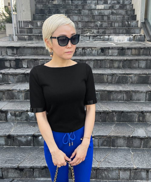 JENNE(ジェンヌ)の「グログランリボンTシャツ(Tシャツ/カットソー・レディース・ホワイト/ブラック・LARGE/SMALL/MEDIUM/X-LARGE)」の11枚目の写真