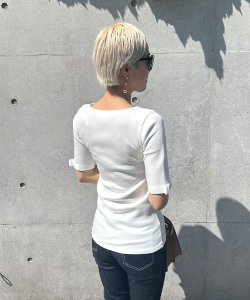 JENNE(ジェンヌ)の「グログランリボンTシャツ(Tシャツ/カットソー・レディース・ホワイト/ブラック・LARGE/SMALL/MEDIUM/X-LARGE)」の16枚目の写真