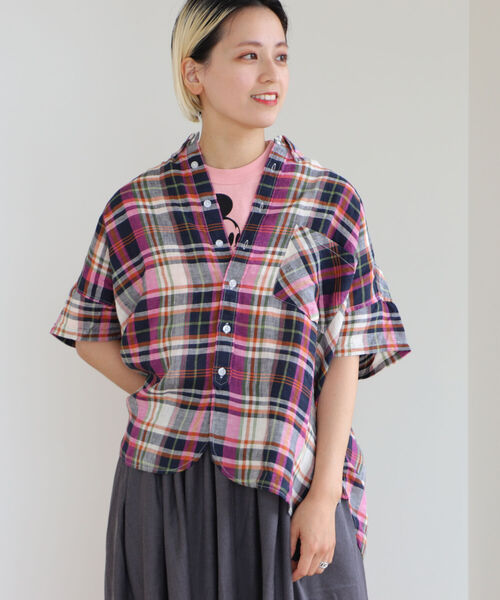 ブラウス シャツ ボーイ チェック ビッグ ボタンダウン シャツ レディース BEAMS WOMEN｜ボーイ チェック ビッグ ボタンダウン シャツ