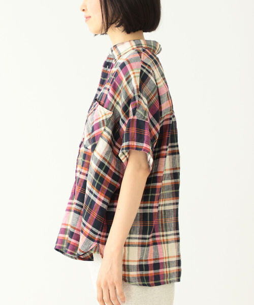 BEAMS BOY（ビームスボーイ）の「BEAMS BOY / リネン チェック ボタンダウン シャツ（シャツ/ブラウス・レディース・ピンク/ダークグリーン/ブラック・ONE SIZE）」の19枚目の写真