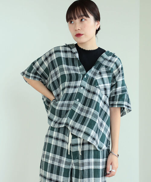 ビームスボーイ★リネンチェックボタンダウンシャツ22SSピンク t2504 BEAMS BOY(ビームスボーイ)の「BEAMS BOY / リネン チェック