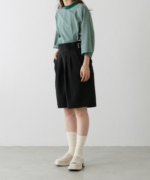 WHIMSIC(ウィムジック)の「【WHIMSIC】モックネックTシャツ(Tシャツ/カットソー・レディース・グリーン/ベージュ/チャコールグレー/ブラック・FREE)」の7枚目の写真