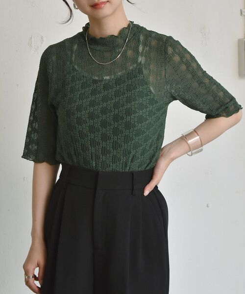 RETRO GIRL（レトロガール）の「レースチビNHTee（Tシャツ/カットソー・レディース・ホワイト/ブラック/グリーン・FREE）」の3枚目の写真