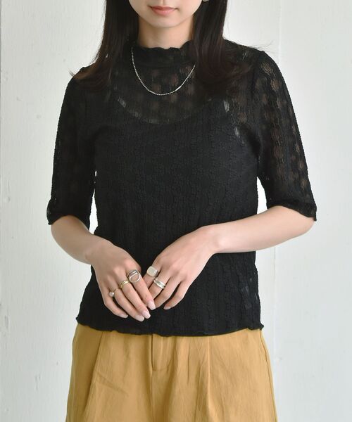 RETRO GIRL（レトロガール）の「レースチビNHTee（Tシャツ/カットソー・レディース・ホワイト/ブラック/グリーン・FREE）」の2枚目の写真