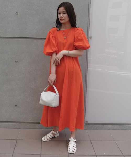 CORNERS by yui ボリュームスリーブバックリボンワンピース  