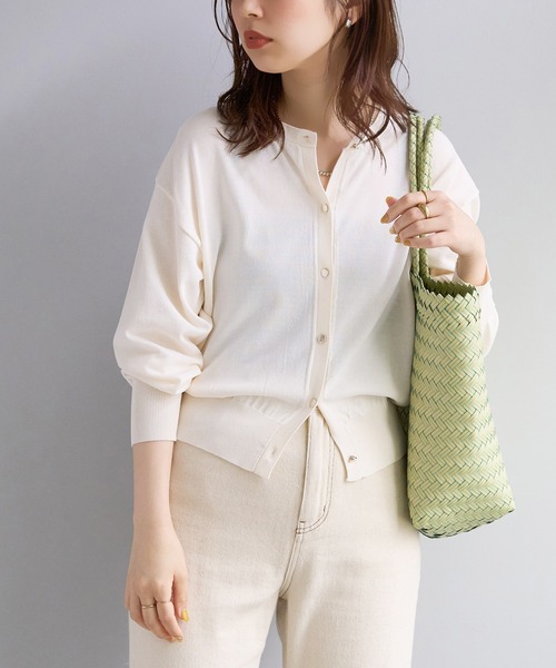 natural couture(ナチュラルクチュール)の「UVケア接触冷感ドロップカーディガン(カーディガン/ボレロ・レディース・イエロー/オフホワイト/ライトベージュ/ブラック/グリーン/ピンク/ラベンダー・FREE)」の2枚目の写真