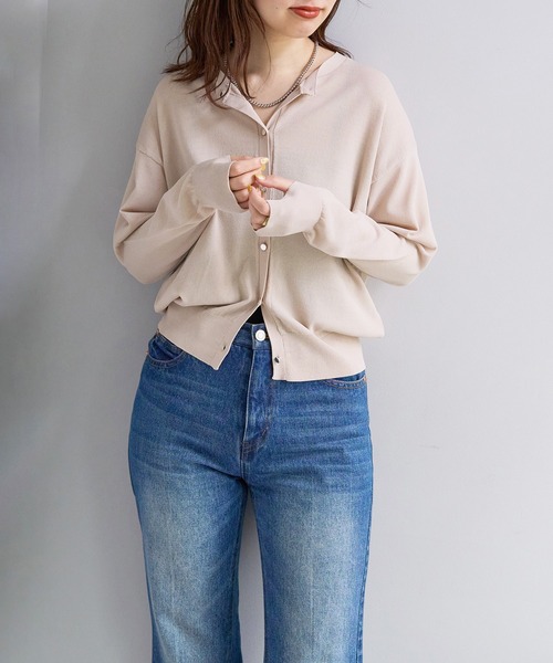 natural couture(ナチュラルクチュール)の「UVケア接触冷感ドロップカーディガン(カーディガン/ボレロ・レディース・イエロー/オフホワイト/ライトベージュ/ブラック/グリーン/ピンク/ラベンダー・FREE)」の19枚目の写真
