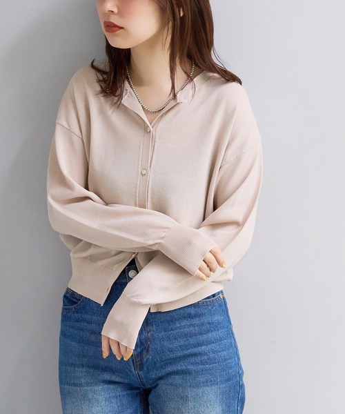 natural couture(ナチュラルクチュール)の「UVケア接触冷感ドロップカーディガン(カーディガン/ボレロ・レディース・イエロー/オフホワイト/ライトベージュ/ブラック/グリーン/ピンク/ラベンダー・FREE)」の18枚目の写真