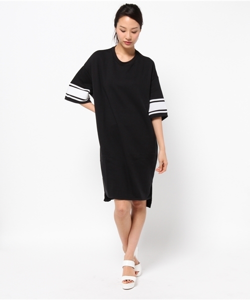 WEGO（ウィゴー）の「WEGO/ミドル丈ワイドワンピース（ワンピース・レディース・ホワイト/ブラック・FREE）」の2枚目の写真