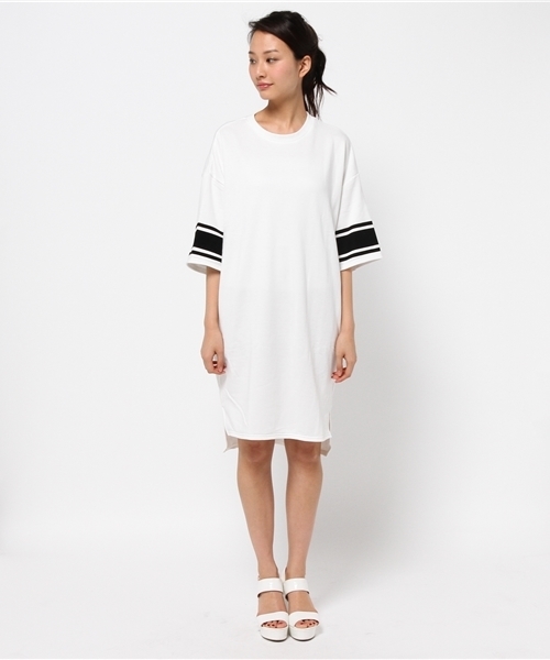 WEGO（ウィゴー）の「WEGO/ミドル丈ワイドワンピース（ワンピース・レディース・ホワイト/ブラック・FREE）」の3枚目の写真