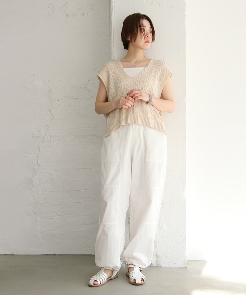 notch.（ノッチ）の「裾ドロストワークパンツ（その他パンツ・レディース・ブラック/ホワイト/ブラウン・M）」の5枚目の写真