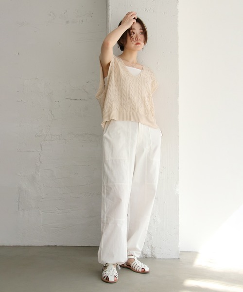 notch.（ノッチ）の「裾ドロストワークパンツ（その他パンツ・レディース・ブラック/ホワイト/ブラウン・M）」の6枚目の写真